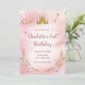 Enchanted Princess Birthday Invitation Pastel Pink 招待状 (スタンド正面)