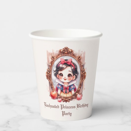 Enchanted Princess Birthday Invitation Snow White 紙コップ (裏面)