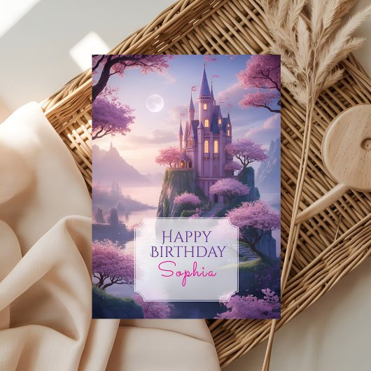 Enchanted Princess Castle Birthday Greeting カード