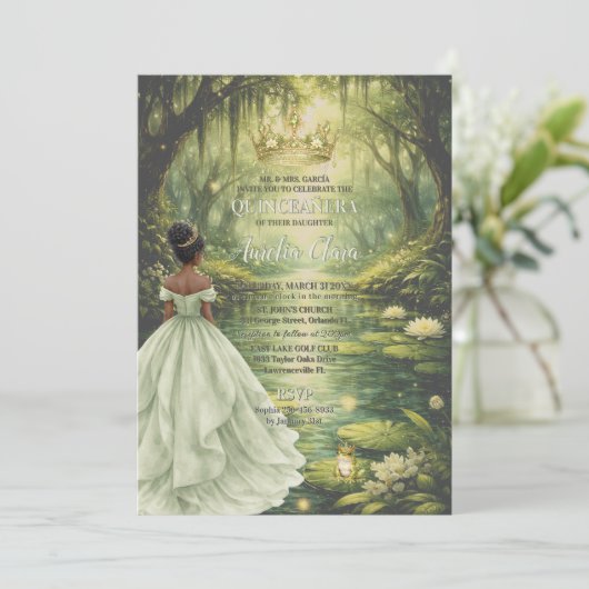 Enchanted Princess & Frog Fairytale Quinceañera 招待状 (スタンド正面)