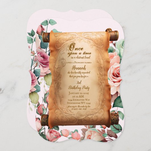 Enchanted Princess Third Party Birthday Invitation 招待状 (正面/裏面)