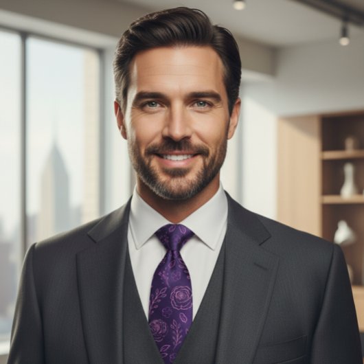 Enchanted Purple Rose Garden ネクタイ