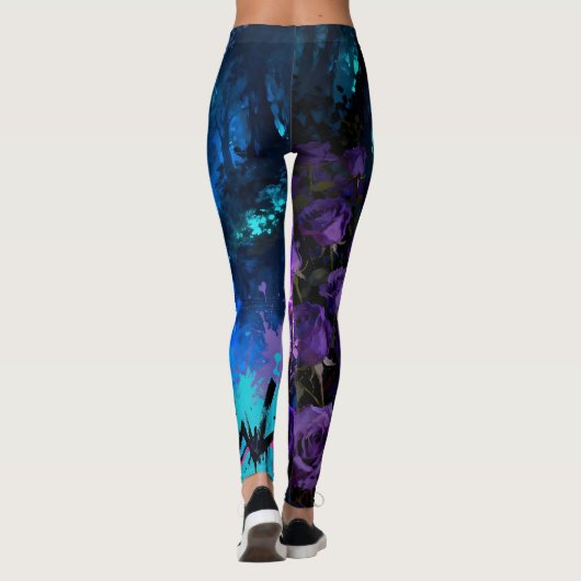 Enchanted Purple Rose Waterfall Leggings レギンス (裏面)