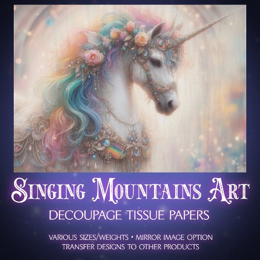 Enchanted Rainbow Unicorn Craft Decoupage  薄葉紙