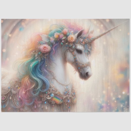 Enchanted Rainbow Unicorn Craft Decoupage  薄葉紙 (正面)