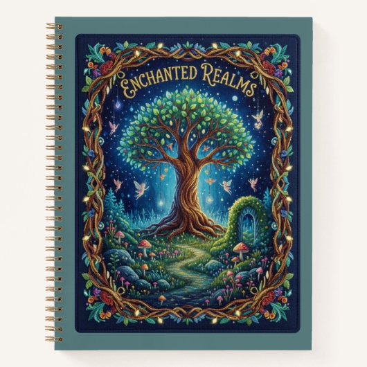 Enchanted Realms Embroidered Tree of Life & Fairy ノートブック (正面)