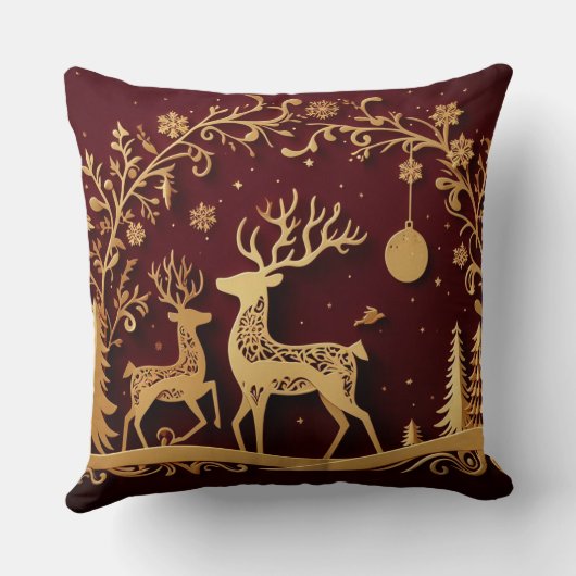 Enchanted Reindeer – Holiday Whimsy クッション (裏面)