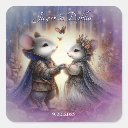 Enchanted Renaissance Fairytale Forest Wedding スクエアシール (正面)