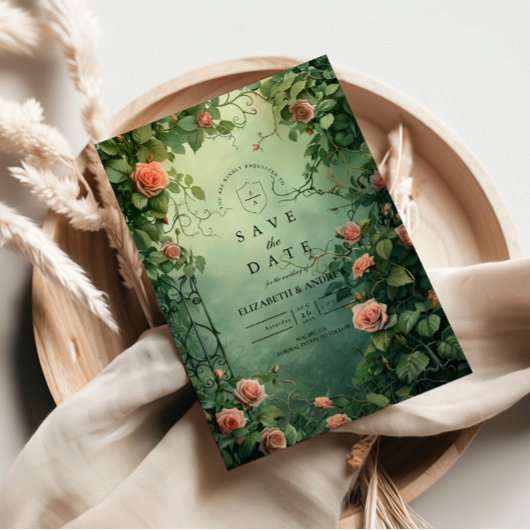 Enchanted Rose Garden Gate Wedding セーブザデート