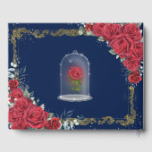 Enchanted Rose Red Floral Black Hair Quinceanera ゲストブック (裏面)