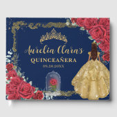 Enchanted Rose Red Roses Princess Gold Quinceanera ゲストブック (正面)