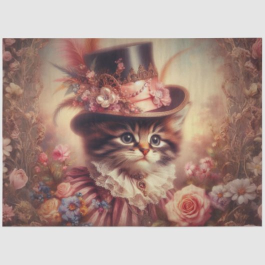 Enchanted Roses and Victorian Cat Decoupage 薄葉紙 (正面)
