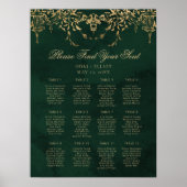 Enchanted Royal Emerald Gold Wedding Seating ポスター (正面)