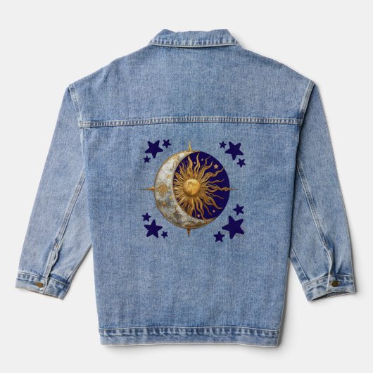 Enchanted Skies Whimsical Celestial Denim Jacket デニムジャケット (裏面)