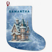 Enchanted Snowy Castle Personalized Stocking ラージクリスマスストッキング (正面)