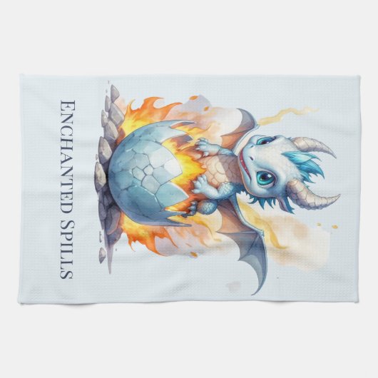 Enchanted Spills Blue Dragon キッチンタオル (横)