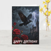 Enchanted Spooky Gothic Castle Raven Birthday カード (黄色い花)
