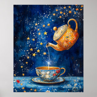 Enchanted Tea Pot & Cup Celestial ポスター