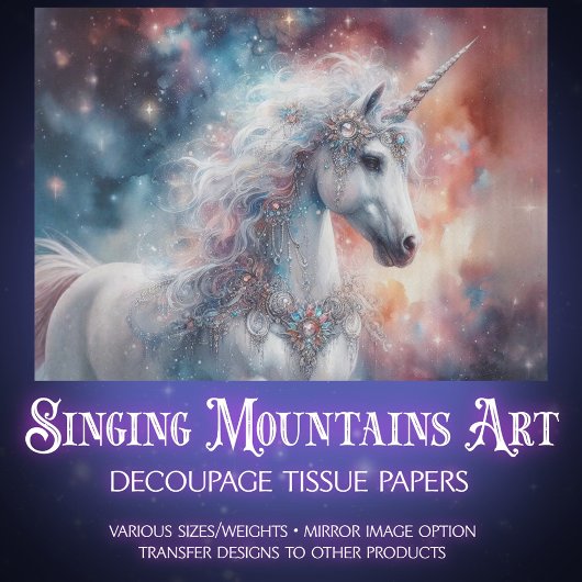 Enchanted Unicorn Under the Stars Decoupage 薄葉紙