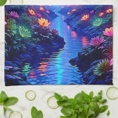 Enchanted Vibrant River Forest Dream キッチンタオル (折り畳み)