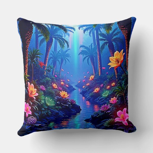 Enchanted Vibrant River Forest Dream クッション (裏面)