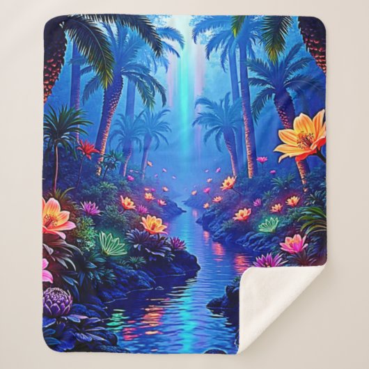 Enchanted Vibrant River Forest Dream シェルパブランケット (正面)