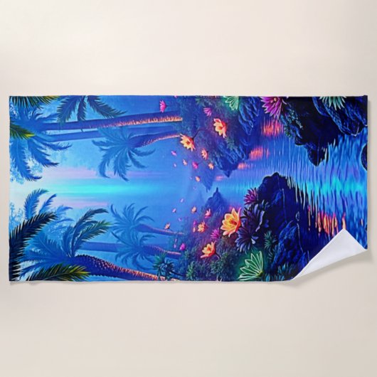 Enchanted Vibrant River Forest Dream ビーチタオル (正面)
