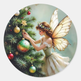 Enchanted Vintage Fairy Christmas ラウンドシール
