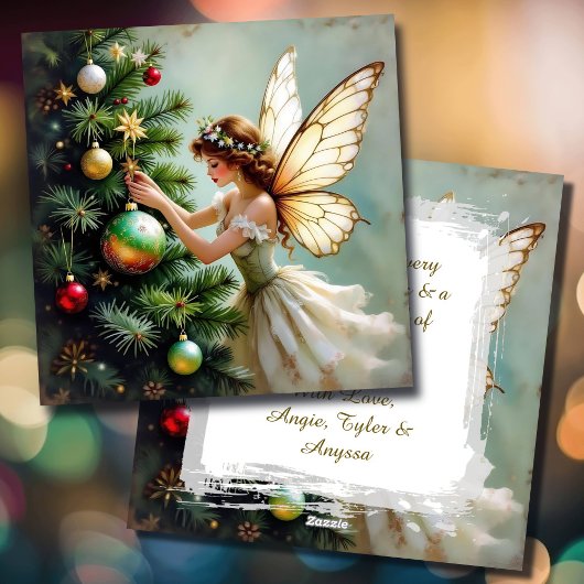 Enchanted Vintage Fairy Personalized Christmas シーズンカード
