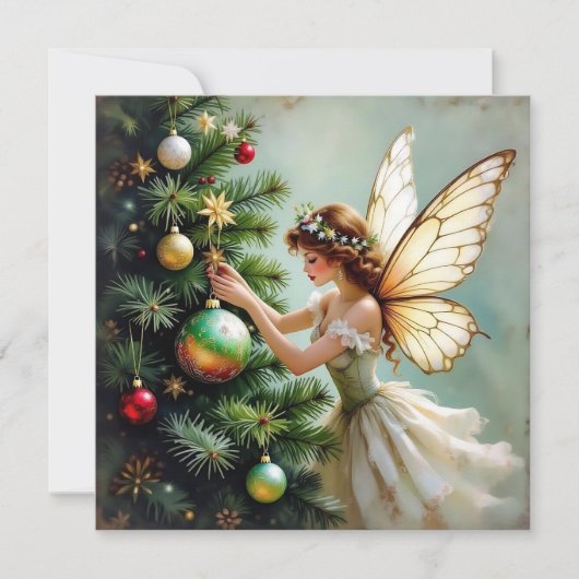 Enchanted Vintage Fairy Personalized Christmas シーズンカード (正面)