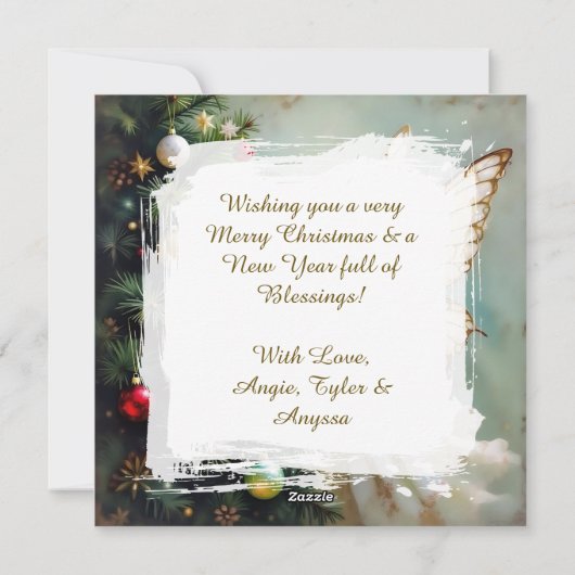 Enchanted Vintage Fairy Personalized Christmas シーズンカード (裏面)