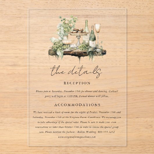 Enchanted Watercolor Forest Boho Wedding Details  アクリル招待状 (正面)