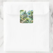 Enchanted Waterfall Garden Lily Pond スクエアシール (バッグ)
