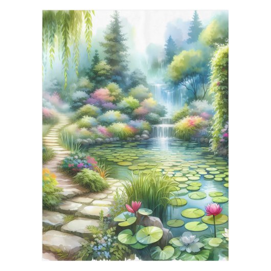Enchanted Waterfall Garden Lily Pond テーブルクロス (正面)