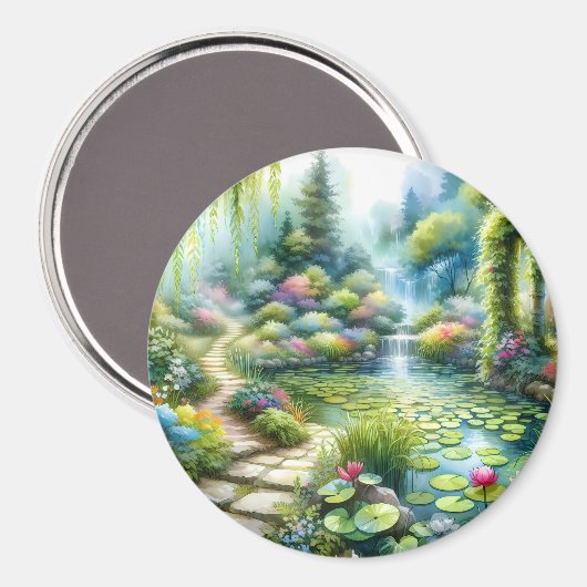 Enchanted Waterfall Garden Lily Pond マグネット (正面/裏面)