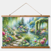 Enchanted Waterfall Garden Lily Pond 吊り下げ型タペストリー (正面)