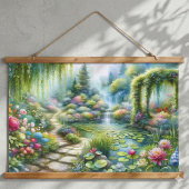 Enchanted Waterfall Garden Lily Pond 吊り下げ型タペストリー