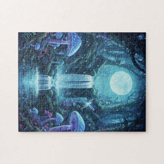 Enchanted Waterfall Magic Forest Fantasy Puzzle ジグソーパズル (横)