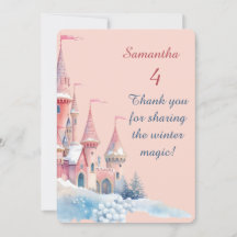 Enchanted Winter Castle Thank You Card, Princess 