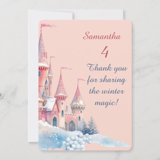 Enchanted Winter Castle Thank You Card, Princess  サンキューカード (正面)