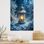 Enchanted Winter Lantern – Magical Snowy Forest  ポスター (キッチン)