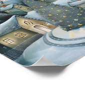 Enchanted Winter Village at Night AI Art ポスター (角)