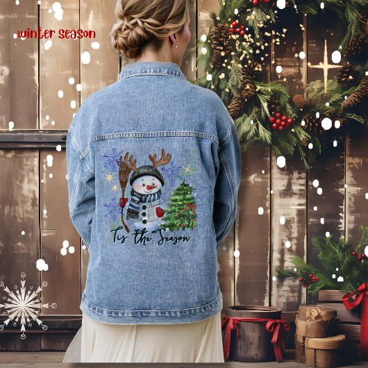 Enchanted Winter Wonderland Christmas Denim Jacket デニムジャケット