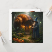 Enchanted wizard and snail house whimsical fantasy カード (正面/裏面インサイチュ)