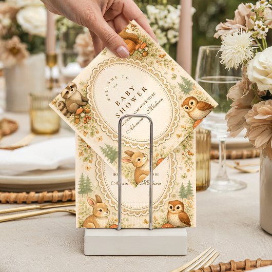 Enchanted Woodland Animals Baby Shower スタンダードカクテルナプキン