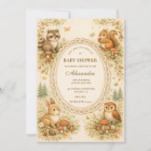 Enchanted Woodland Animals Baby Shower 招待状 (正面)