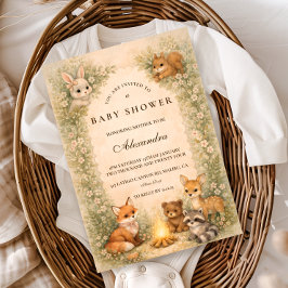 Enchanted Woodland Campfire Baby Shower 招待状