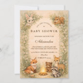 Enchanted Woodland Campfire Baby Shower 招待状 (正面)