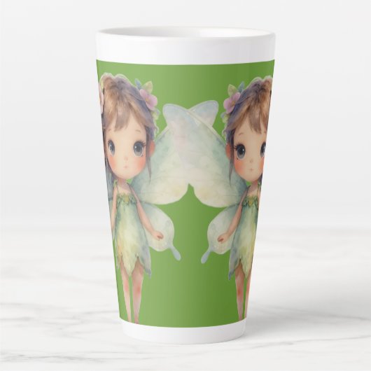 Enchanted Woodland Fairy: pastel green Sprite カフェラテマグ (正面)
