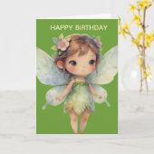 Enchanted Woodland Fairy: pastel green Sprite カード (黄色い花)